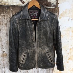 Women’s distressed leather jacket